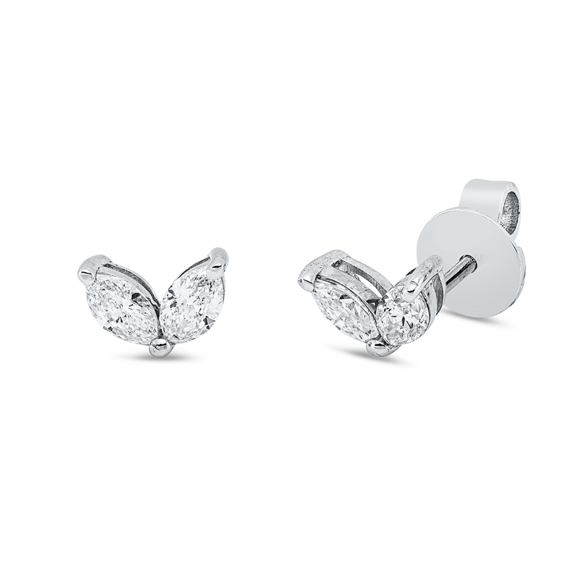 Ohrstecker 18 kt WG, 4 Nav. 0,57 ct, F-vsi/si
