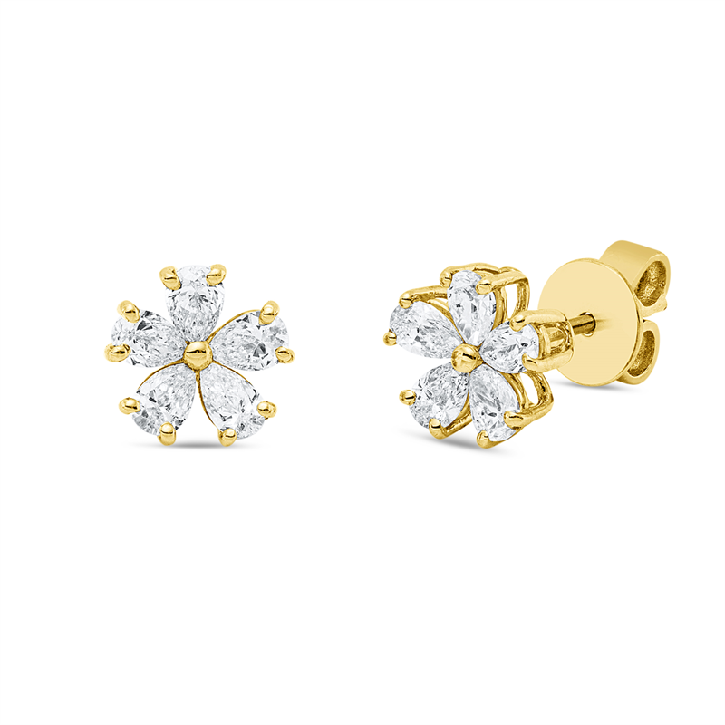 Ohrstecker 18 kt GG, 10 Tropfen 1,00 ct, F-vsi/si