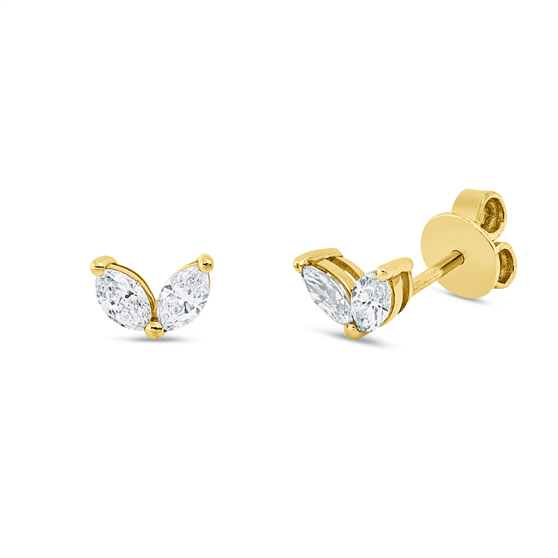 Ohrstecker 18 kt GG, 4 Nav. 0,56 ct, E-vsi/si