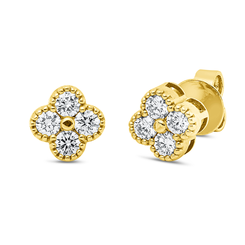 Ohrstecker 18 kt GG, 8 Brill. 0,46 ct, TW-si