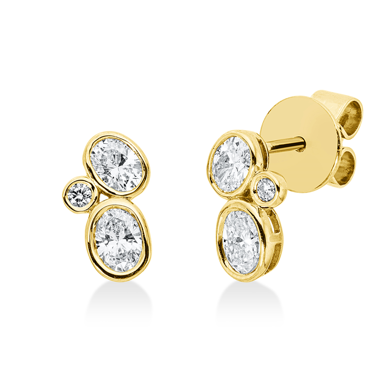 Ohrstecker 18 kt GG, 4 Oval 0,50 ct, TW-si, 2 Brill. 0,03 ct, TW-si