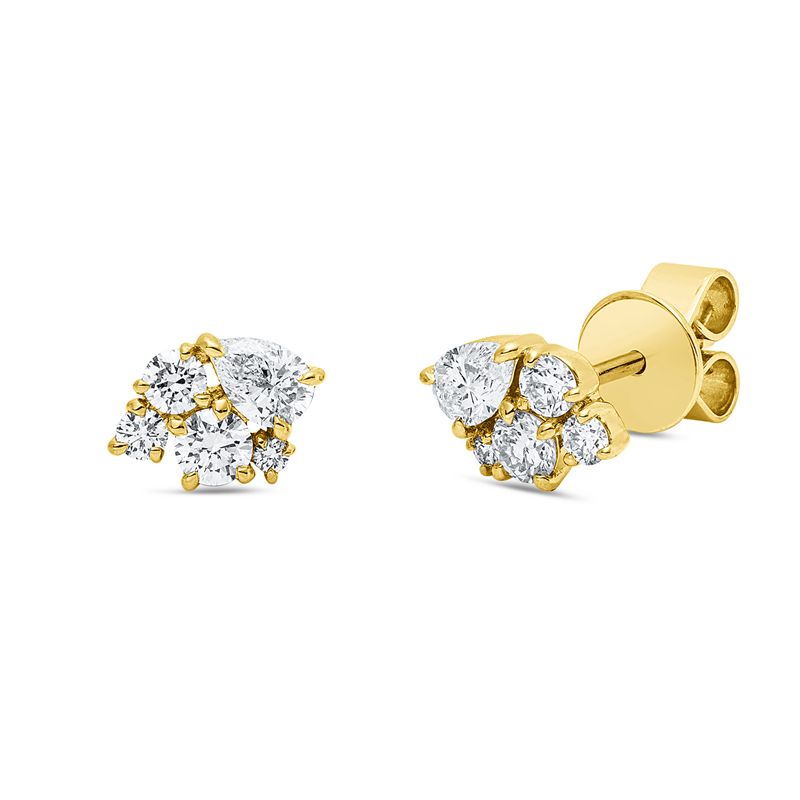 Ohrstecker 18 kt GG, 2 Tropfen 0,28 ct, TW-si, 8 Brill. 0,36 ct, TW-si