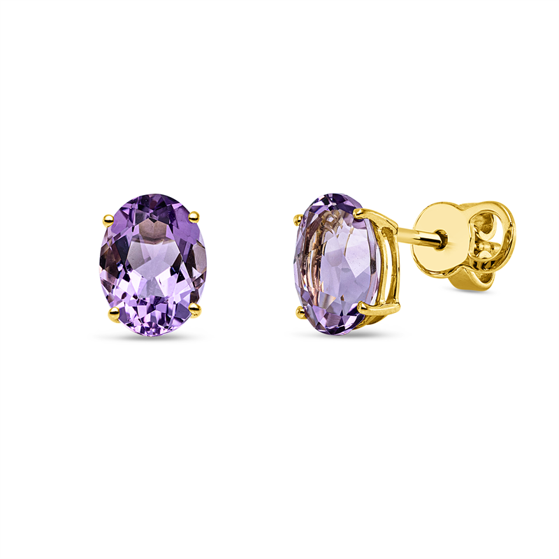 Ohrstecker 18 kt GG, Sicherheitsverschluss, 2 Amethyste 2,40 ct pink