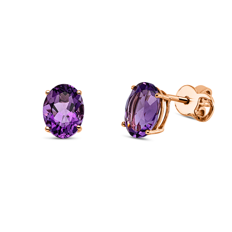 Ohrstecker 18 kt RG, Sicherheitsverschluss, 2 Amethyste 2,40 ct lila