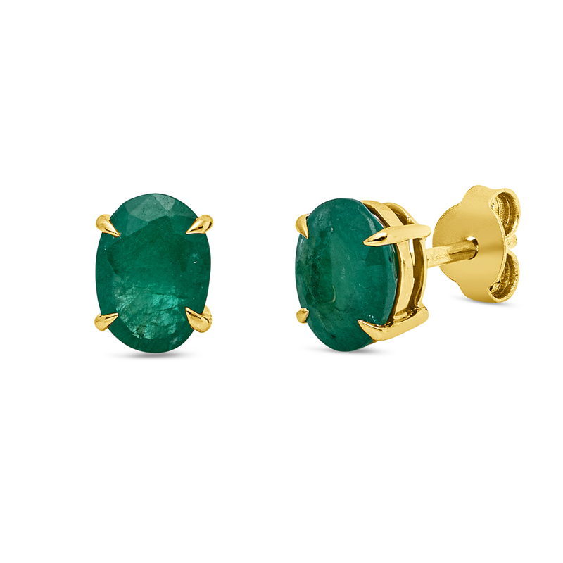 Ohrstecker 18 kt GG, 2 Smaragde 1,72 ct grün