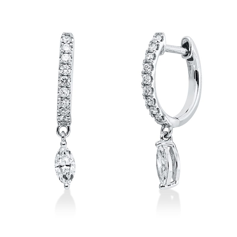Ohrschmuck 18 kt WG, 2 Nav. 0,22 ct, TW-si, 18 Brill. 0,13 ct, TW-si