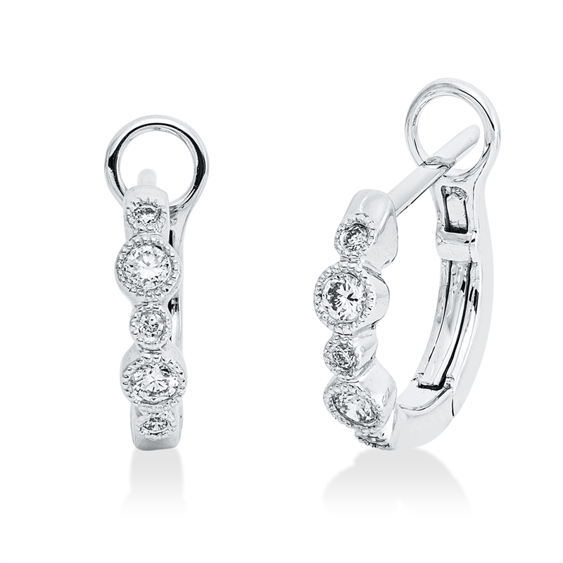 Creolen 18 kt WG, 10 Brill. 0,12 ct, TW-si