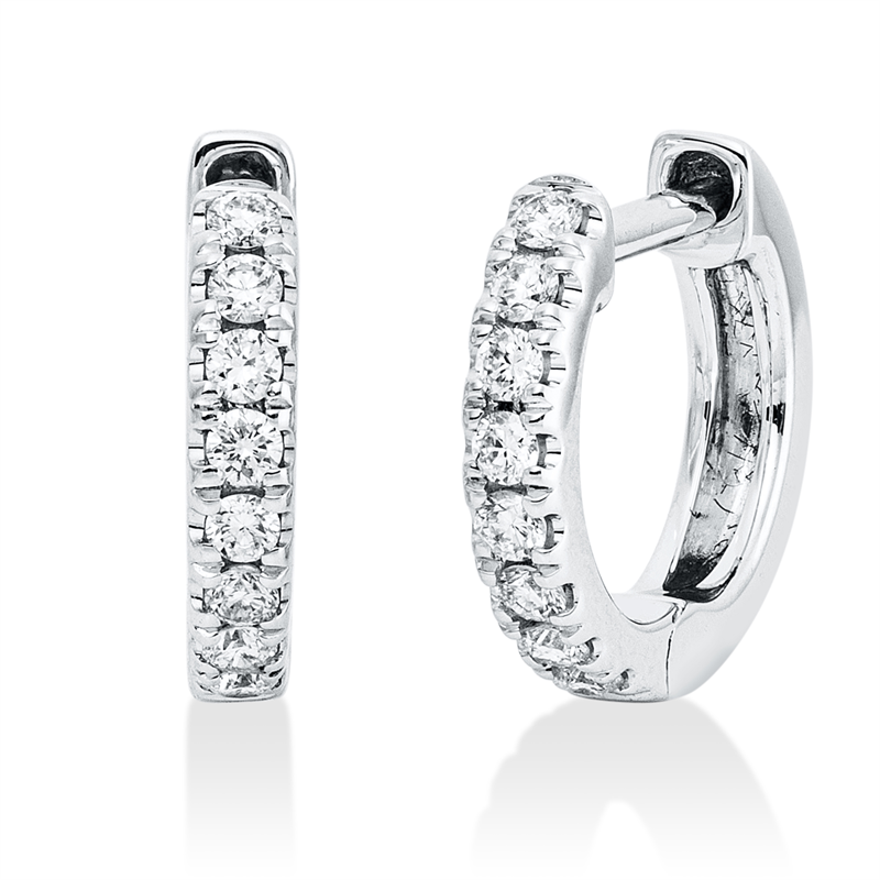 Creolen 18 kt WG, 16 Brill. 0,20 ct, TW-si