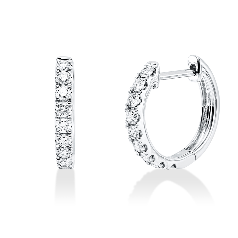 Creolen 18 kt WG, 18 Brill. 0,32 ct, TW-si