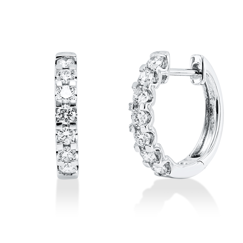 Creolen 18 kt WG, 14 Brill. 0,44 ct, TW-si