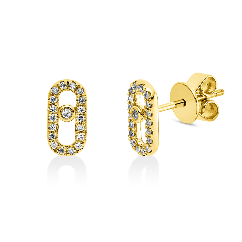 Ohrstecker 18 kt GG, 2 Brill. 0,02 ct, TW-pi, 36 Dia. 0,11 ct, W-si