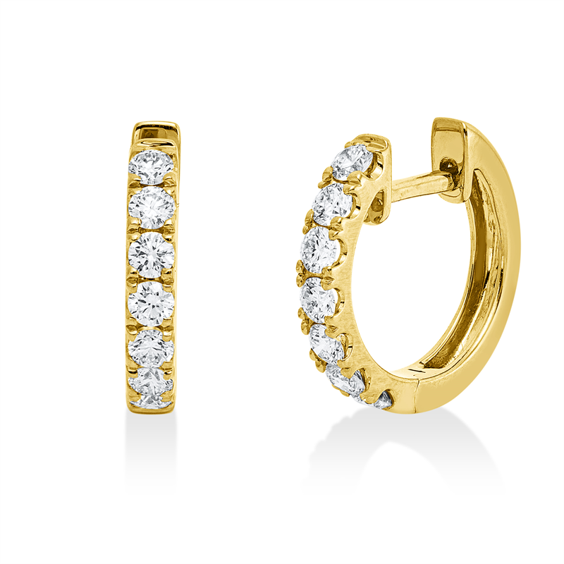 Creolen 18 kt GG, 14 Brill. 0,52 ct, TW-si