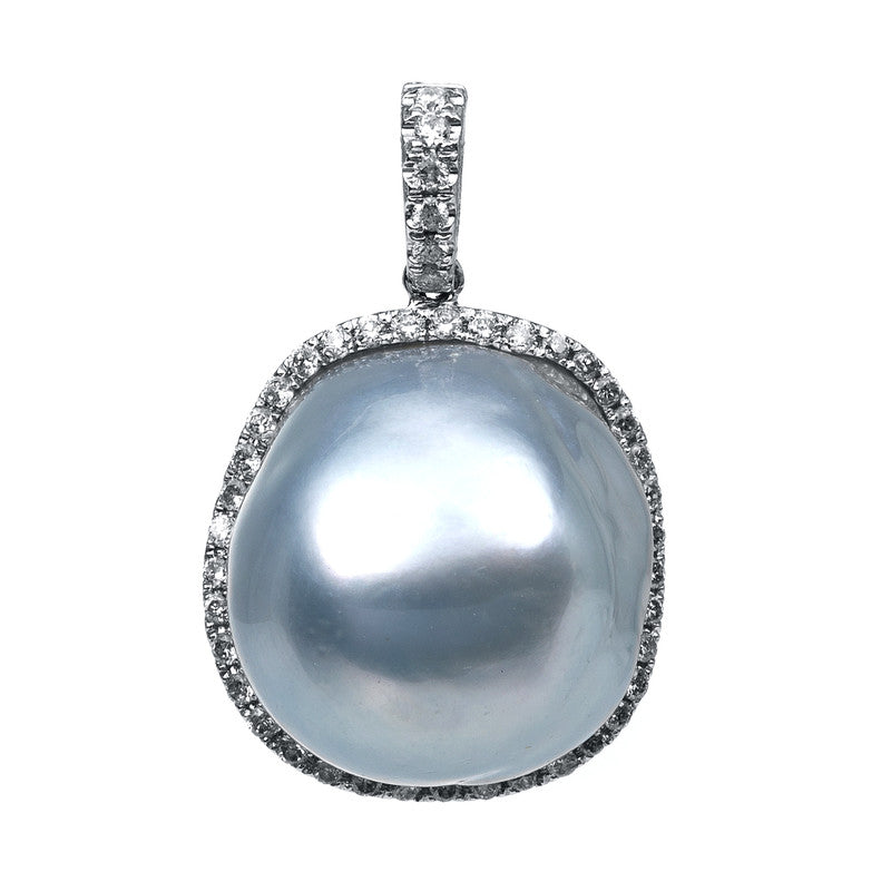 Anhänger 18 kt WG, mit Öse, 44 Brill. 0,30 ct, W-si, 1 SS silber 15 mm