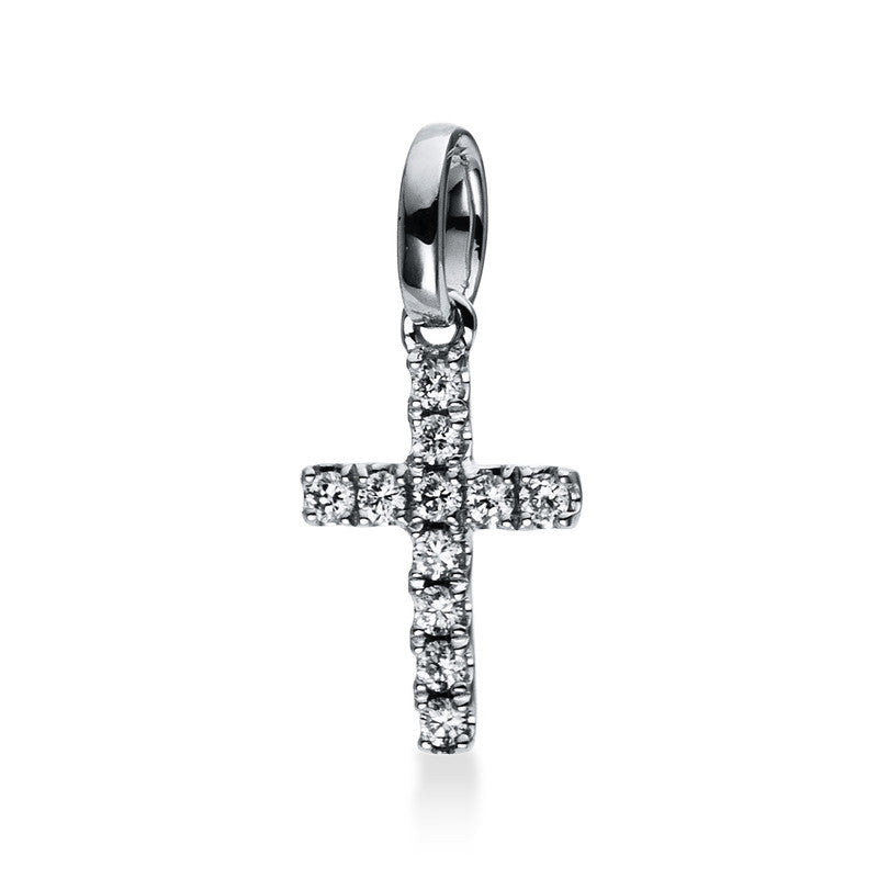 Anhänger 18 kt WG, mit Öse, 11 Brill. 0,06 ct, TW-vsi/si