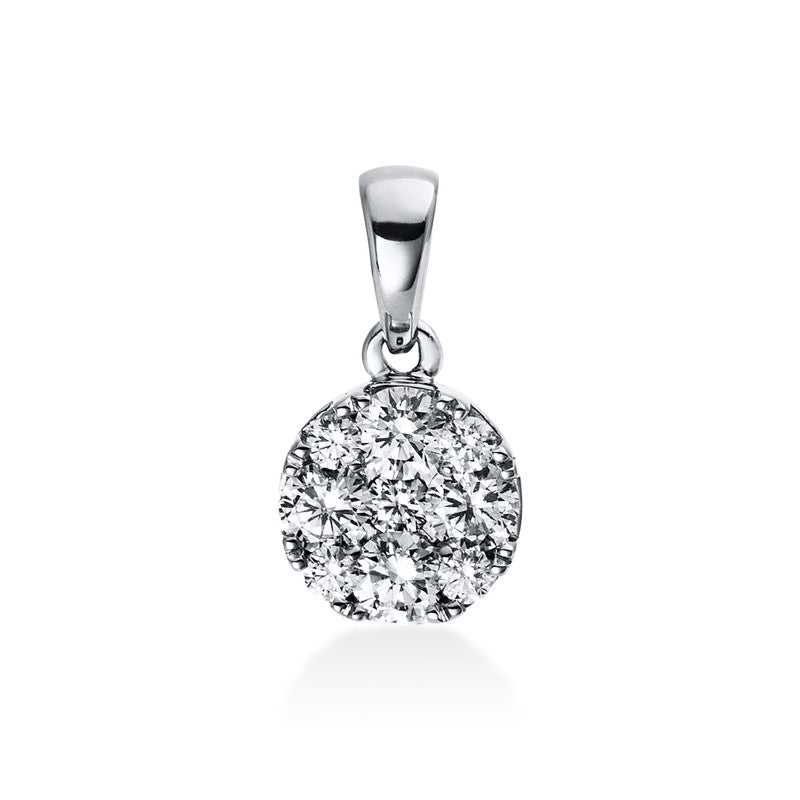 Anhänger 18 kt WG, mit Öse, 5 Brill. 0,10 ct, TW-si, 4 Brill. 0,32 ct, TW-si