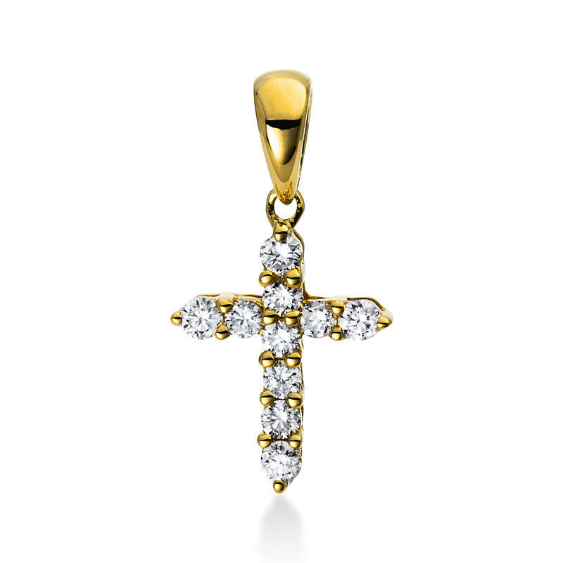 Anhänger 18 kt GG, mit Öse, 10 Brill. 0,10 ct, TW-si