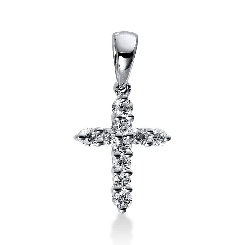 Anhänger 18 kt WG, mit Öse, 10 Brill. 0,10 ct, TW-si