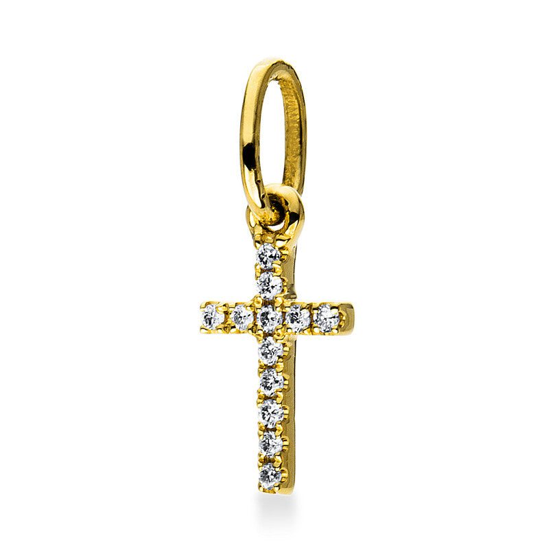 Anhänger 18 kt GG, mit Öse, 12 Brill. 0,03 ct, TW-si