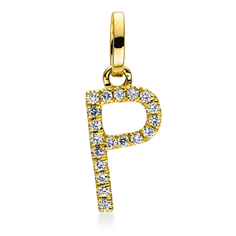 Anhänger 18 kt GG, mit Öse, 19 Brill. 0,04 ct, TW-si