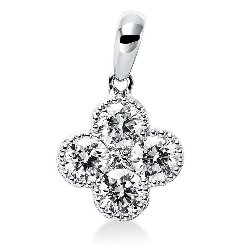 Anhänger 18 kt WG, mit Öse, 1 Princ. 0,05 ct, TW-vsi, 4 Brill. 0,56 ct, TW-si