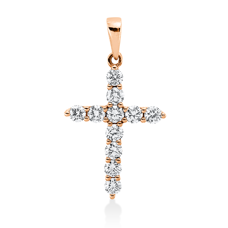 Anhänger 18 kt RG, mit Öse, 11 Brill. 0,55 ct, TW-si