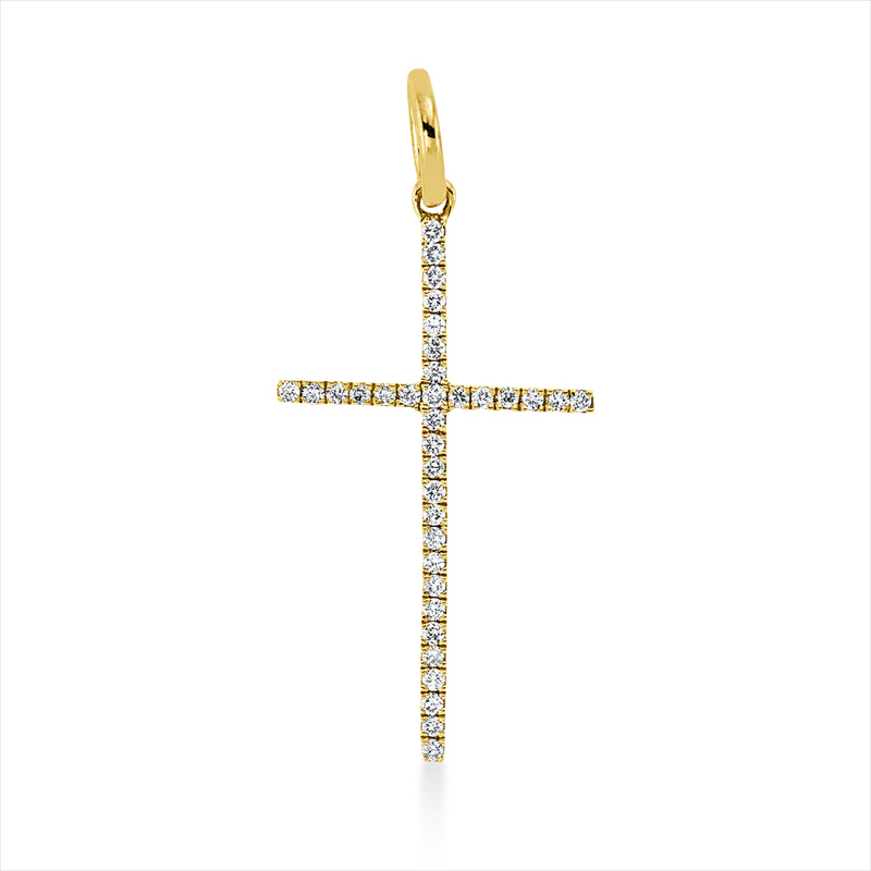 Anhänger 18 kt GG, mit Öse, 35 Brill. 0,09 ct, TW-si