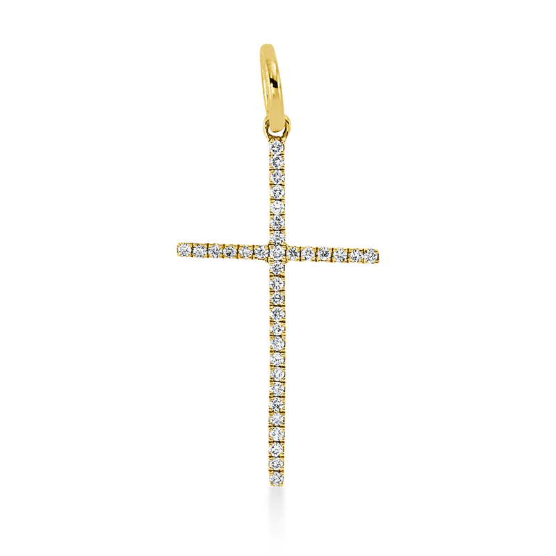 Anhänger 18 kt GG, mit Öse, 35 Brill. 0,10 ct, TW-si