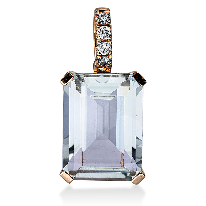 Anhänger 18 kt RG, mit Öse, 4 Brill. 0,10 ct, TW-si, 1 Amethyst 6,80 ct grün