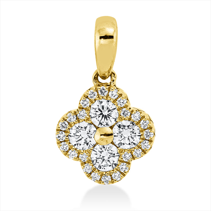 Anhänger 18 kt GG, mit Öse, 4 Brill. 0,33 ct, TW-si, 24 Brill. 0,08 ct, TW-si