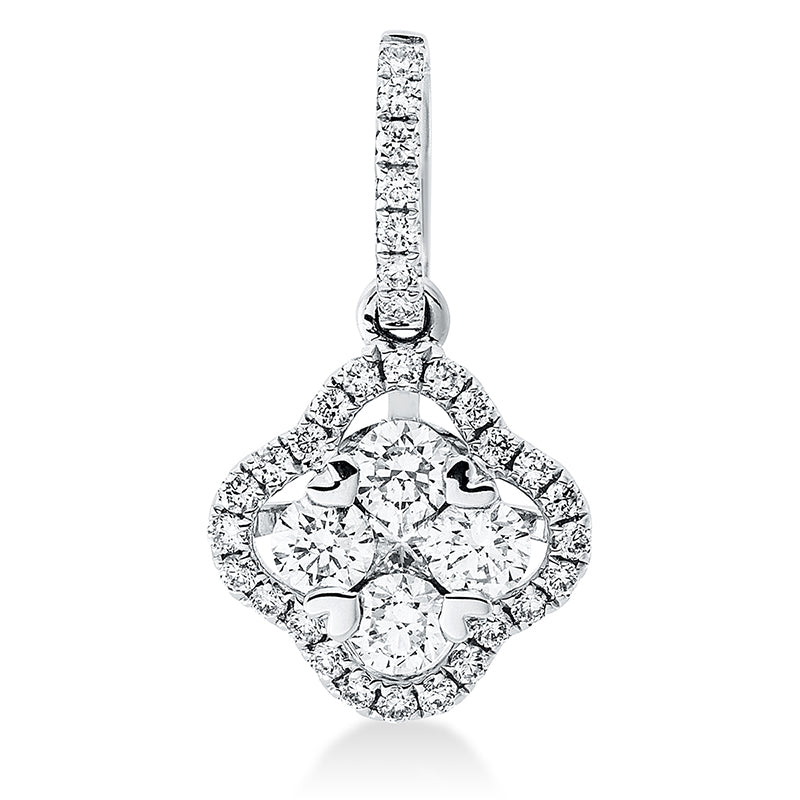 Anhänger 18 kt WG, mit Öse, 4 Brill. 0,30 ct, TW-si, 1 Princ. 0,03 ct, TW-vsi, 31 Brill. 0,14 ct, TW-si