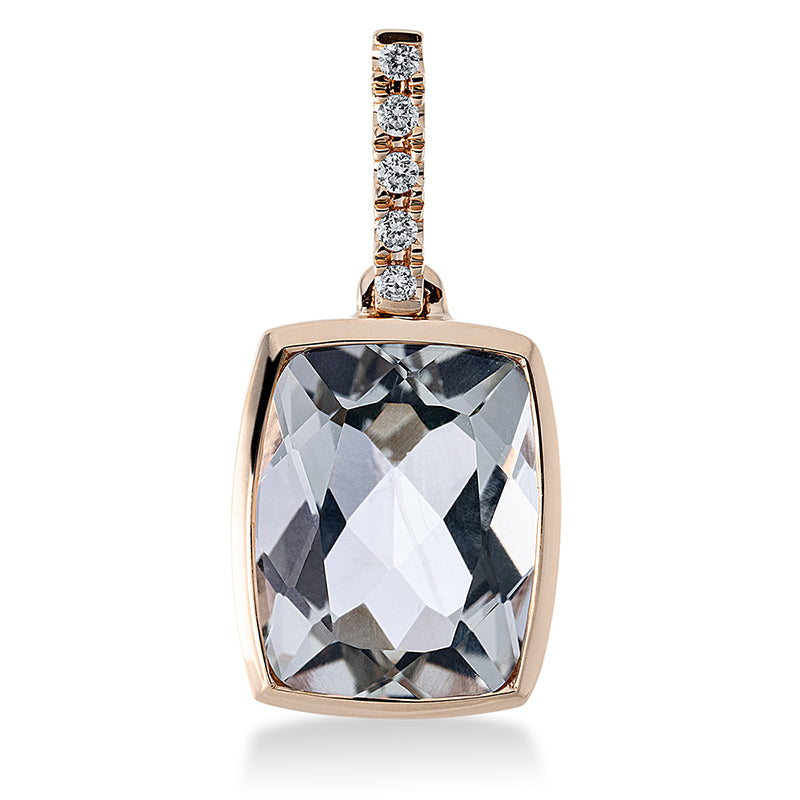 Anhänger 18 kt RG, mit Öse, 5 Brill. 0,04 ct, TW-si, 1 Amethyst 3,00 ct grün