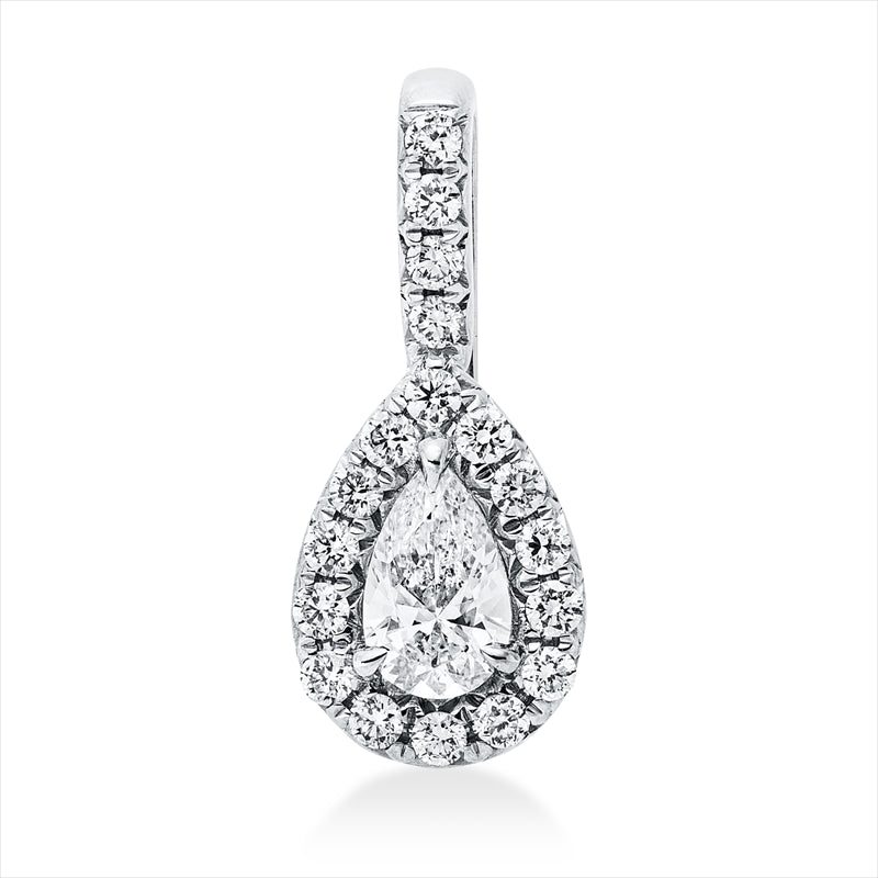 Anhänger 18 kt WG, mit Öse, 1 Tropfen 0,26 ct, TW-si, 18 Brill. 0,15 ct, W-si