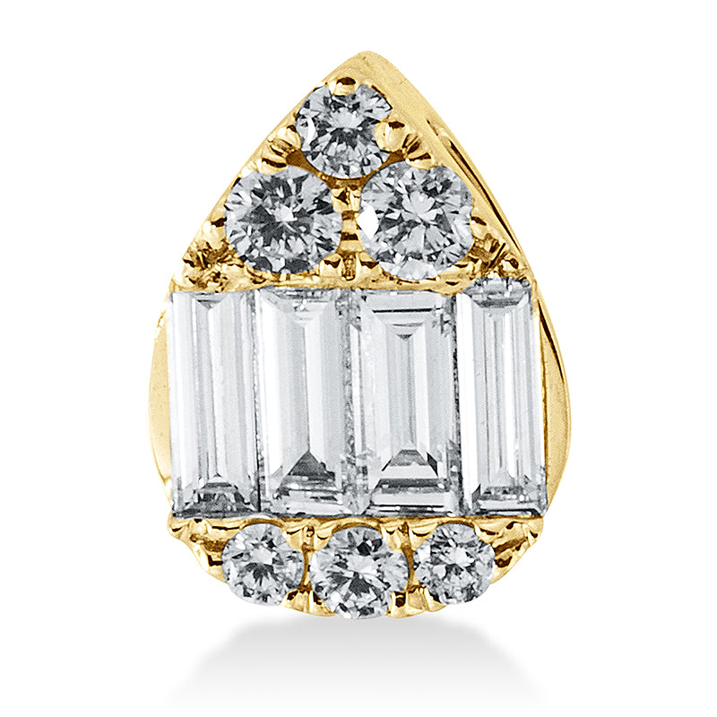 Anhänger 18 kt GG, 4 Bag. 0,22 ct, TW-vsi, 6 Brill. 0,12 ct, TW-si