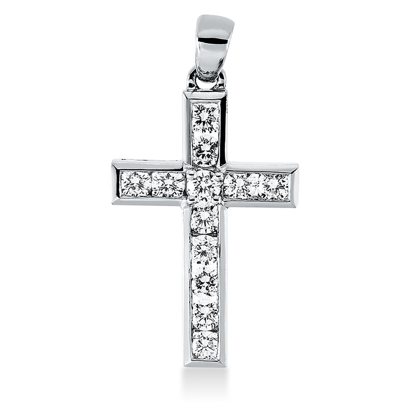 Anhänger 18 kt WG, mit Öse, 12 Brill. 0,47 ct, TW-si