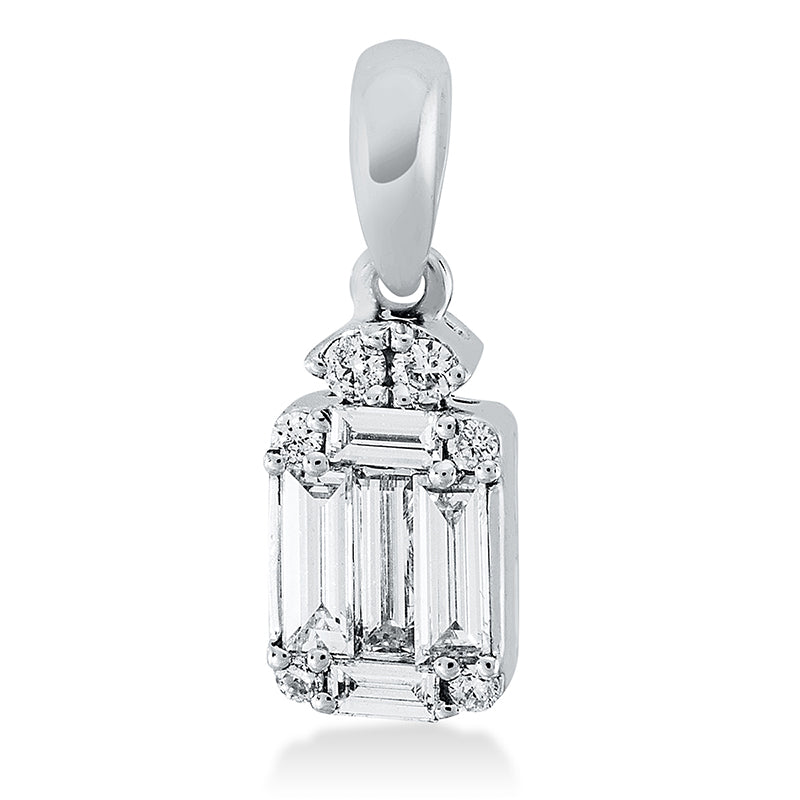 Anhänger 18 kt WG, mit Öse, 6 Brill. 0,04 ct, TW-si, 2 Bag. 0,05 ct, E-vsi, 3 Bag. 0,19 ct, E-vsi