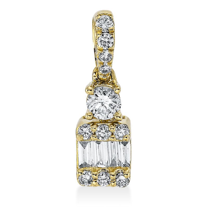 Anhänger 18 kt GG, mit Öse, 4 Bag. 0,10 ct, TW-si, 11 Brill. 0,21 ct, TW-si
