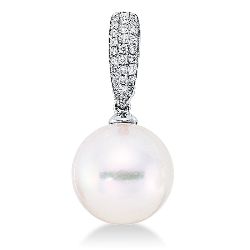 Anhänger 18 kt WG, 29 Brill. 0,11 ct, TW-si, 1 SS weiß 10 mm