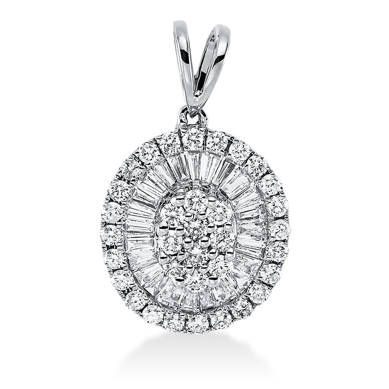 Anhänger 18 kt WG, mit Öse, 25 Trap. 0,27 ct, TW-si, 34 Brill. 0,27 ct, TW-si