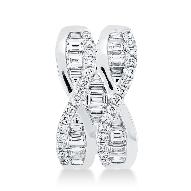 Anhänger 18 kt WG, 21 Bag. 0,71 ct, TW-vsi, 30 Brill. 0,19 ct, TW-si