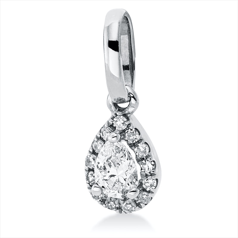 Anhänger 18 kt WG, mit Öse, 1 Tropfen 0,11 ct, TW-si, 13 Dia. 0,03 ct, W-si