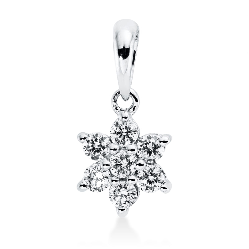 Anhänger 18 kt WG, mit Öse, 7 Brill. 0,12 ct, TW-si