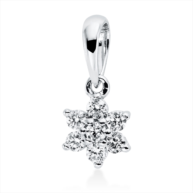 Anhänger 18 kt WG, mit Öse, 7 Brill. 0,08 ct, TW-si