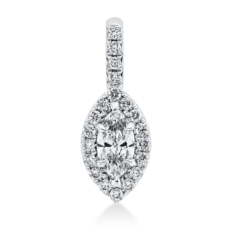 Anhänger 18 kt WG, mit Öse, 1 Nav. 0,27 ct, TW-si, 20 Brill. 0,15 ct, W-si