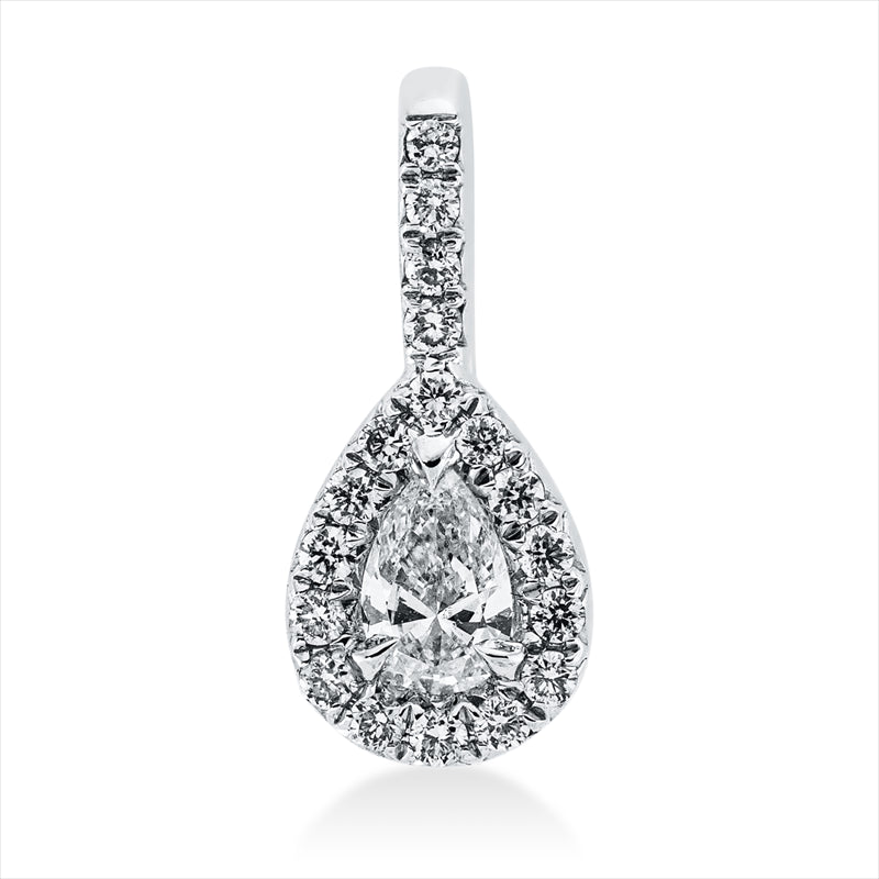 Anhänger 18 kt WG, mit Öse, 1 Tropfen 0,10 ct, TW-si, 18 Brill. 0,06 ct, W-si