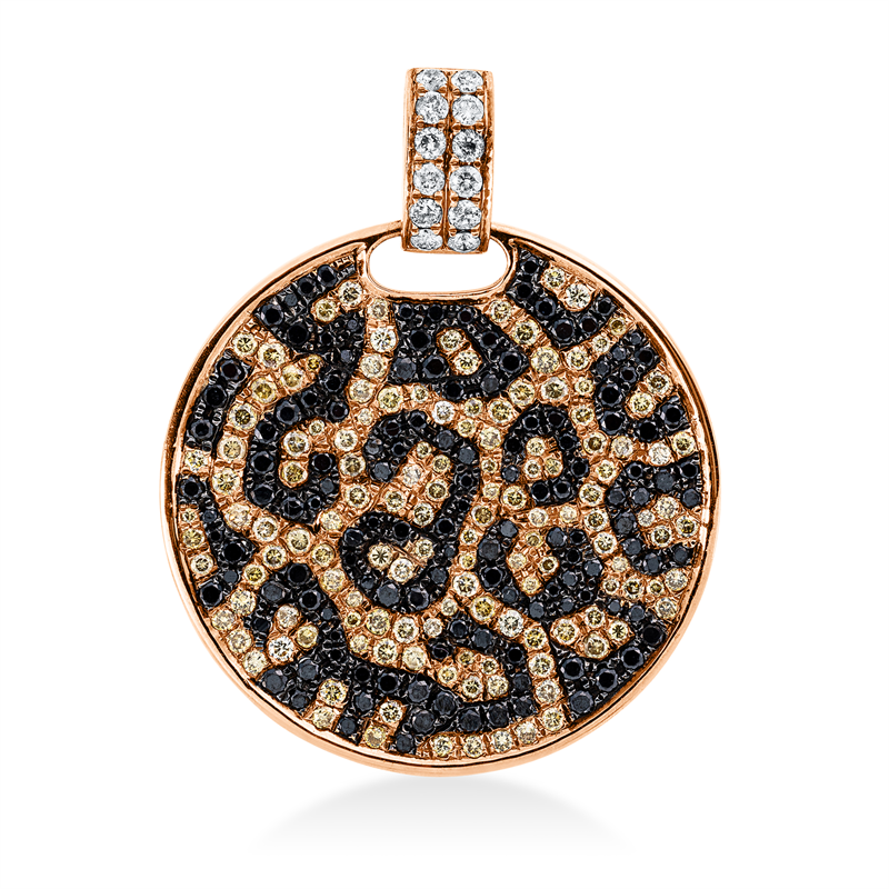 Anhänger 18 kt RG, Fass tl schw rhod, 12 Br. 0,15 ct, TW-pi, 136 Br. 0,75 ct, schwarz, 138 Br. 0,65 ct