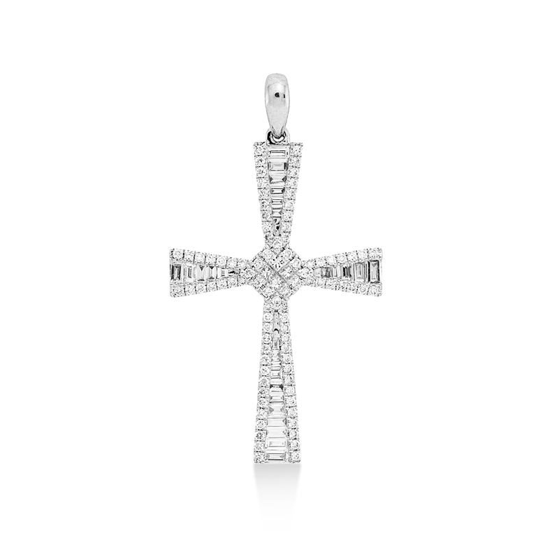 Anhänger 18 kt WG, mit Öse, 27 Brill. 0,46 ct, TW-si, 4 Princ. 0,07 ct, TW-si, 88 Brill. 0,35 ct, TW-si