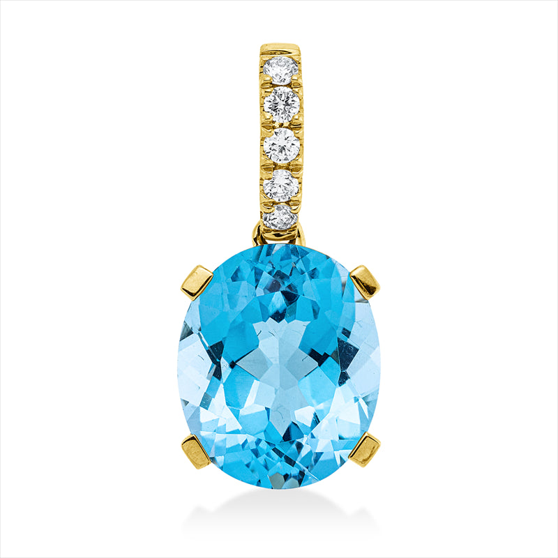 Anhänger 18 kt GG, mit Öse, 5 Brill. 0,13 ct, TW-si, 1 Topas 6,30 ct Swiss blue