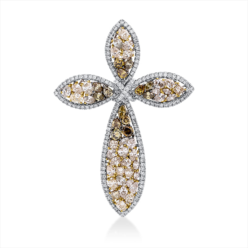 Anhänger 18 kt WG+GG,Fass teils schw rhod,52 Fant-Schl. 4,68ct,fancy-si,165 Brill. 1,16 ct,W-si/pi