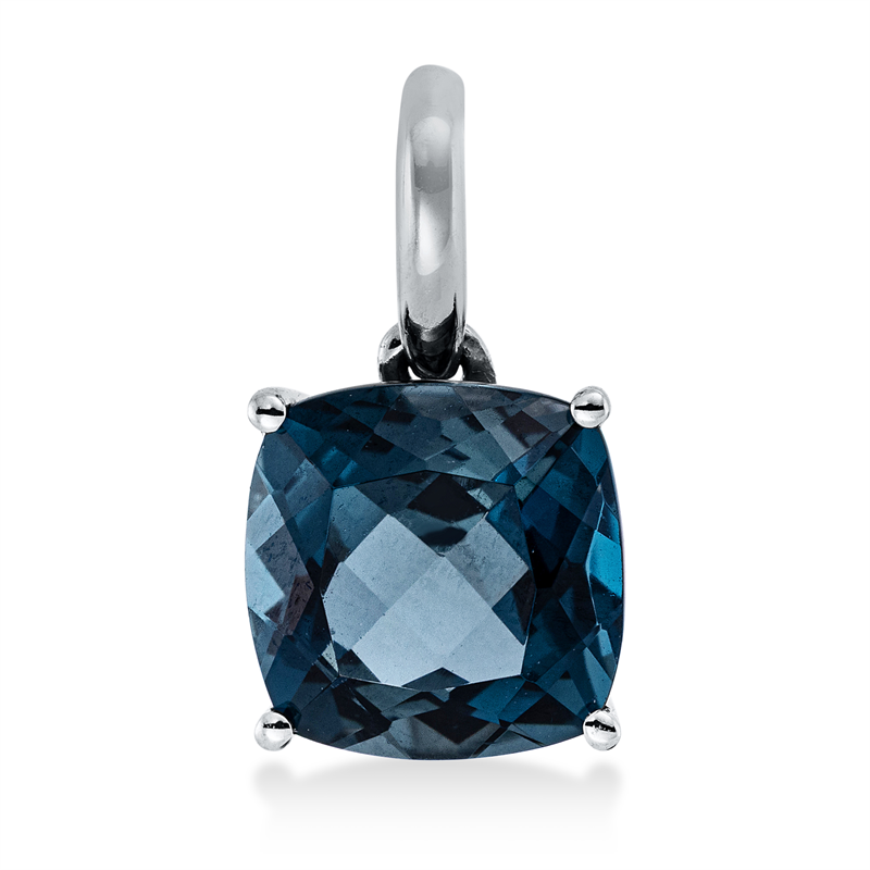 Anhänger 18 kt WG, mit Öse, 1 Topas 3,10 ct Lond. blue