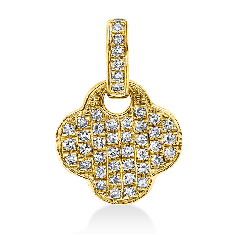 Anhänger 14 kt GG, mit Öse, 45 Brill. 0,90 ct, TW-si